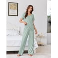 thumbnail image 2 of Ekouaer Womens Pajama Sets Viscose from bamboo Lounge Set Soft Pajamas for Women Set Short Sleeve and Long Pants Sleepwear, 2 of 6