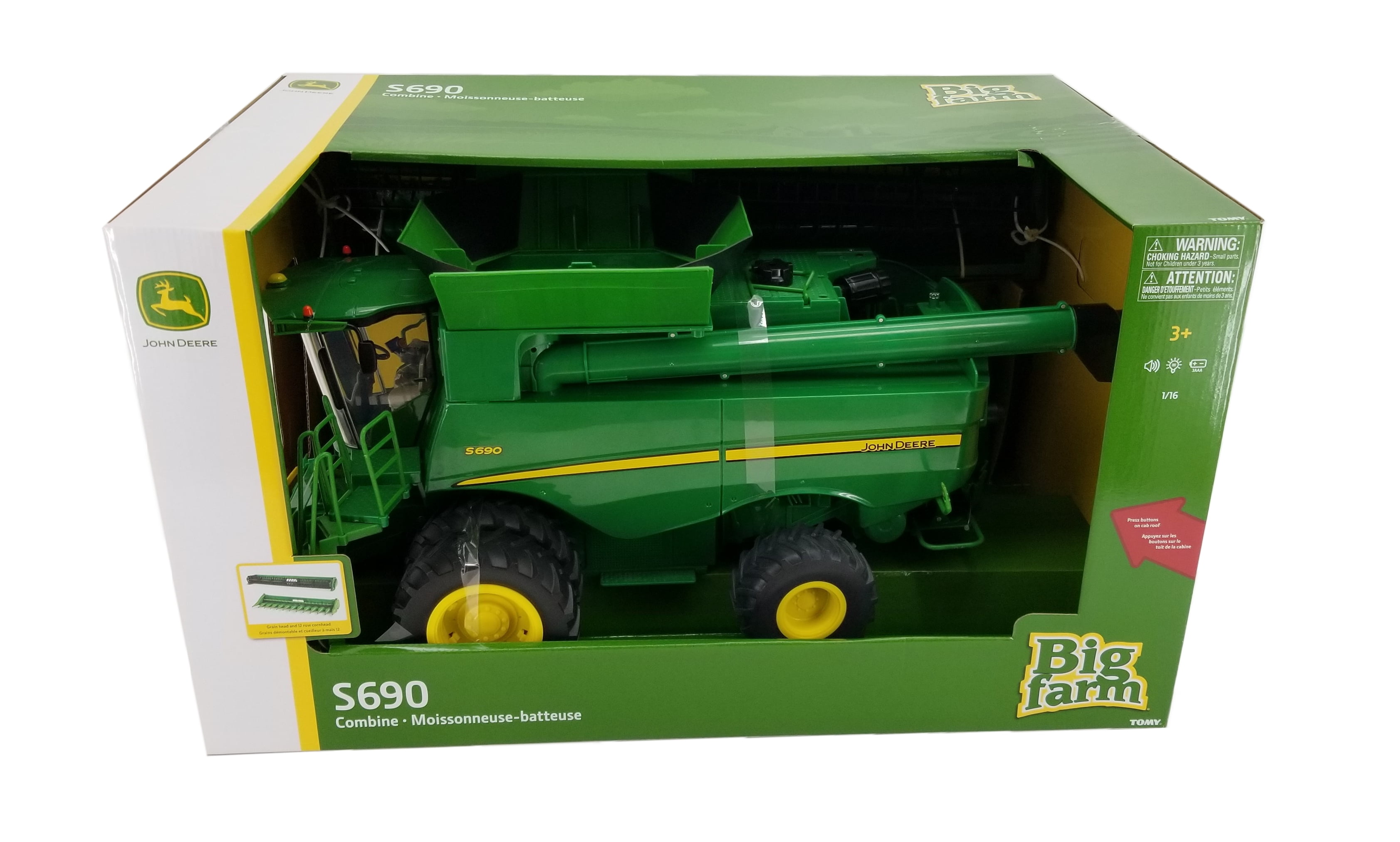 1/16 John Deere Big Farm S690 Combine with Corn and Draper Head