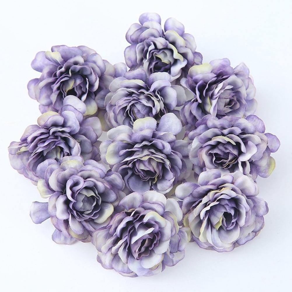 20Pcs Artificial Silk Rose Flower Heads Bulk Craft Wedding ...