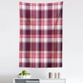thumbnail image 1 of Checkered Tapestry, Old Fashioned Style Garment Pattern Traditional Plaid Geometric Squares, Fabric Wall Hanging Decor for Bedroom Living Room Dorm, 5 Sizes, Pink Maroon White, by Ambesonne, 1 of 1
