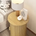 thumbnail image 6 of 18'' Fluted Round End Tables with Sliding Door, Modern Side Table Nightstands for Living Room Bedroom,Natural, 6 of 6