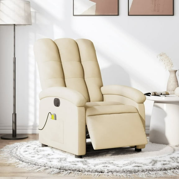 vidaXL Electric Massage Recliner Chair Cream Fabric