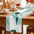 thumbnail image 5 of Boho Geometric Table Runner - 60 Inch Long Aqua Ethnic Abstract Stripes Leaves Cotton and Linen Blended Dress Scarves Farmhouse Table Runner for Kitchen Dining, Coffee Table, 13" x 60", 5 of 8