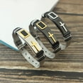 thumbnail image 3 of Men Bracelet Titanium Steel Cross Bracelet Lord Prayer Bracelet for Christian, 3 of 10