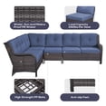 thumbnail image 6 of Gymojoy Outdoor Wicker Sofa Set Patio Furniture L-Shape Rattan Sectional with Coffee Table UV-Resistant for Backyard Balcony,Brown/Blue, 6 of 12