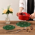 thumbnail image 2 of Wobogo Green Background with Snowflakes Trivets Potholders Set of 2 Cotton Woven Round Hot Plate Mats for Hot Dishes Bowls Teapots, 2 of 7