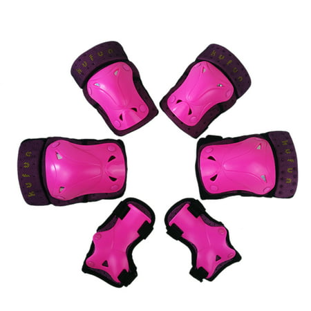 6Pcs Children Breathable Sport Safety Protective Gear Kit Wrist Knee Elbow Pads for Kids Skating Bicycling Protection - Pink