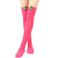 thumbnail image 4 of Wuphunn Stretch Fit Thigh High Stockings, Opaque Wide Band Top Casual Cosplay for Women L Hot Pink A, 4 of 6