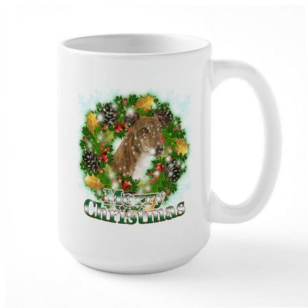 

CafePress - Merry Christmas Greyhound Large Mug - 15 oz Ceramic Large Mug