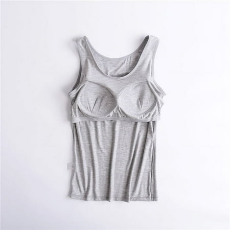Tank Tops for Women with Built in Bra Yoga Sports Camisole With Chest Pad No Steel Rings Bottom Underwear Vest Gray XXXXL