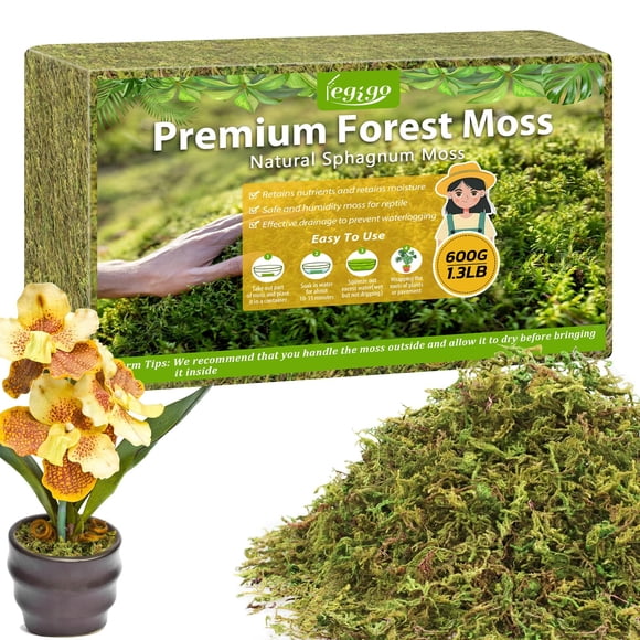 Legigo 1.3LBS Sphagnum Moss for Plants, 25QT Natural Orchid Moss Potting Mix Dired, Green Forest Plant Moss for Orchid Repotting C