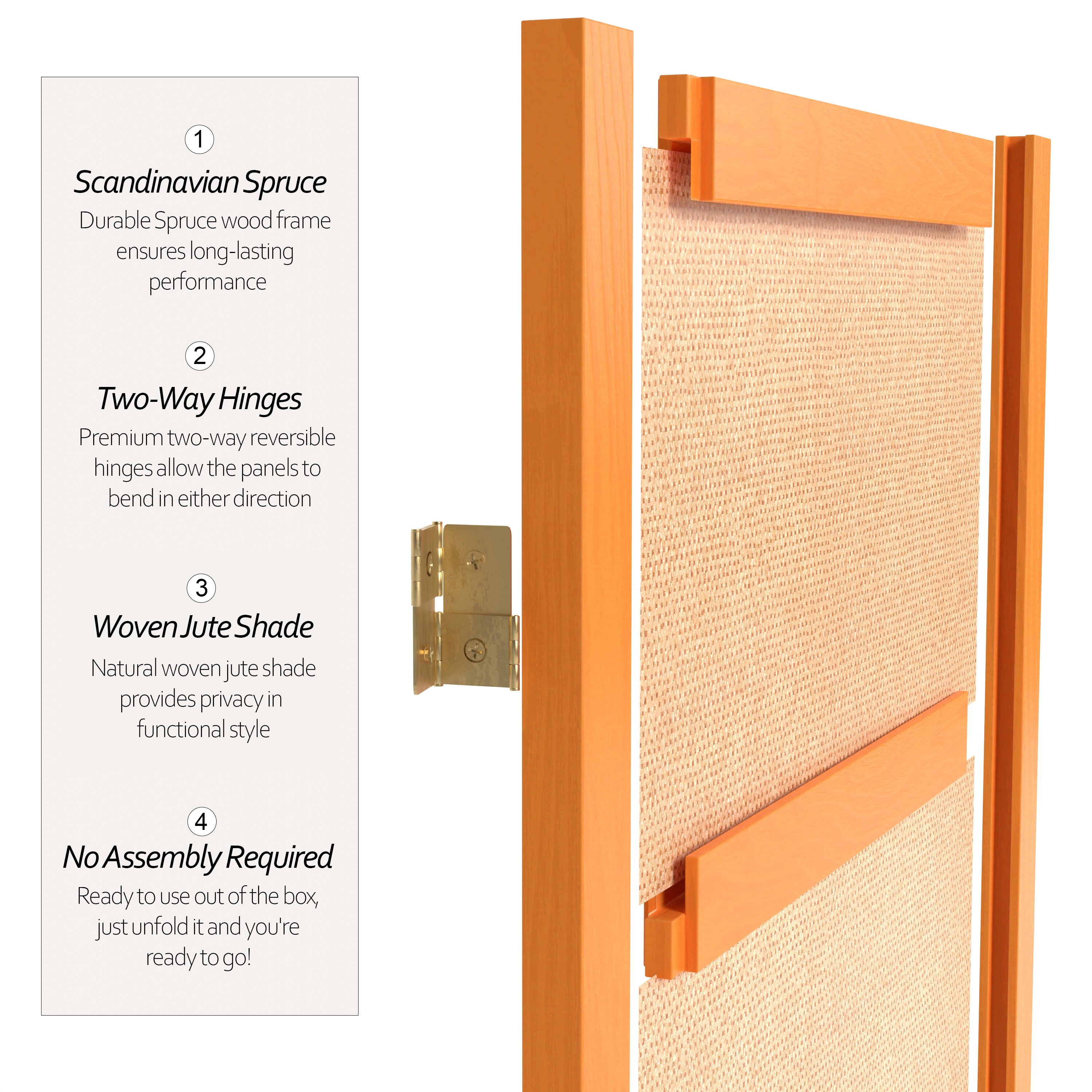 Red Lantern 7 ft. Tall Jute Shoji Screen - 6 Panel - Honey