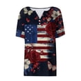 thumbnail image 4 of VKOYWKM Women's 4th of July Shirts Independence Day American Flag Tops V Neck Button Henley Tee Patriotic USA Graphic Tee Summer Casual Blouse, 4 of 9