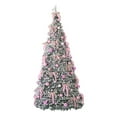 thumbnail image 1 of C Foldable Christmas Tree Pink Color Expandable Decoration With Lights For Holiday 70.87 Inch, 1 of 7