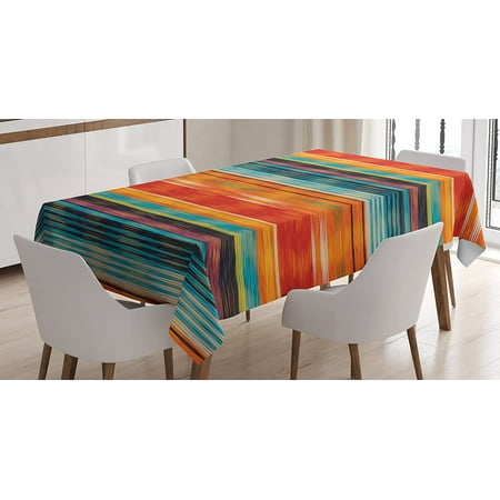 

WISH TREE Decorations Tablecloth by Ambesonne Vibrant Vintage Aztec Motif with Gradient Blurred Lines Ecuador Crafts Image Dining Room Kitchen Rectangular Table Cover