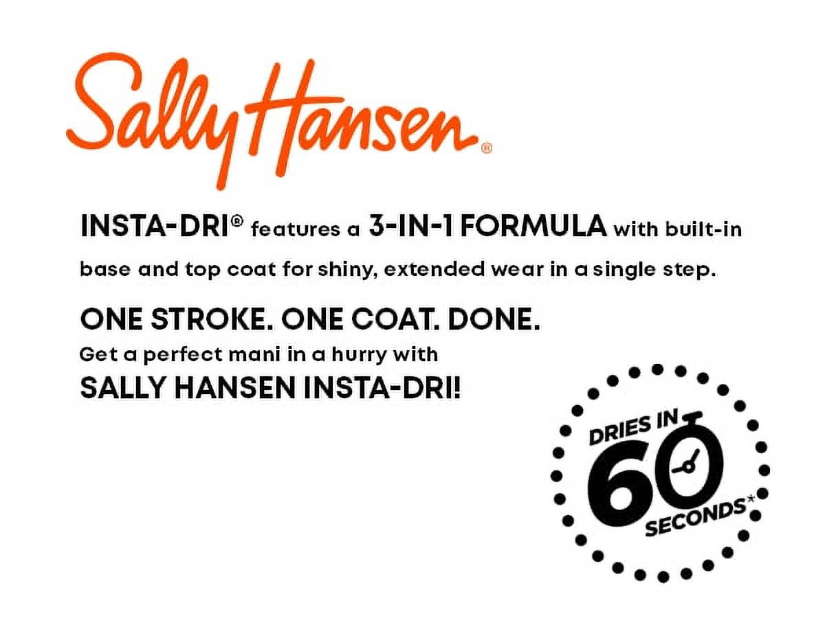 Sally Hansen Insta-Dri Nail Color, Go For Gold, 3-in-1 Formula, Color Nail Polish, 0.31 Oz, Quick Dry Nail Polish, Nail Polish, Top Coat Nails, Full Coverage Formula, One Stroke, One Coat - image 3 of 15