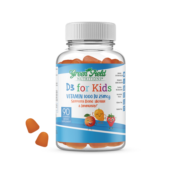 Greenfield Nutritions Halal Vitamin D3 for Kids 1000 IU Gummy, Non