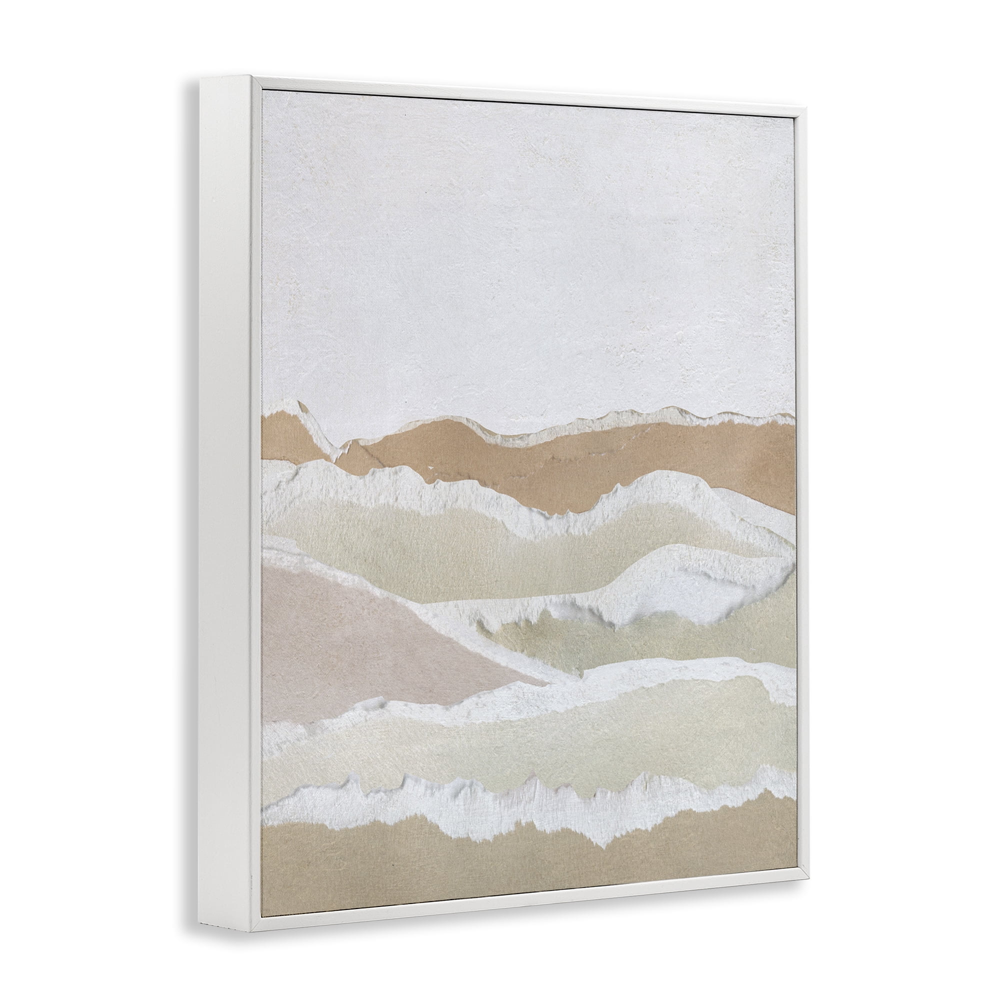 Stupell Industries Collaged Dessert Hills Abstract Painting White Framed Art Print Wall Art, 16 x 20