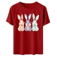 thumbnail image 5 of Tnhcen Women's Easter Bunny Print Graphic Tee Casual Short Sleeve Round Neck Plus Size S-3XL Cotton Spandex Polyester Stretchy Comfortable Spring Holiday Wear, 5 of 6
