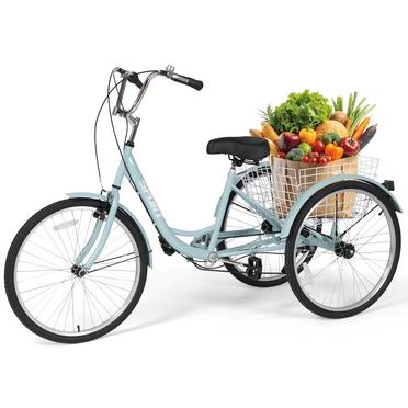Naipo Adult Tricycle 7 Speed Trikes 3 Wheel  26'' Bikes for Adults, Trike for Women Men,  Rear Removable Wheeled Baskets - Seniors & Commuters, 350 lb - Green