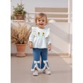 thumbnail image 4 of Miaouyo Toddler Baby Girl Fall Outfits Sunflower Embroidery Long Sleeve Round Neck Tops + Denim Flare Pants 2 Pcs Set, 4 of 9