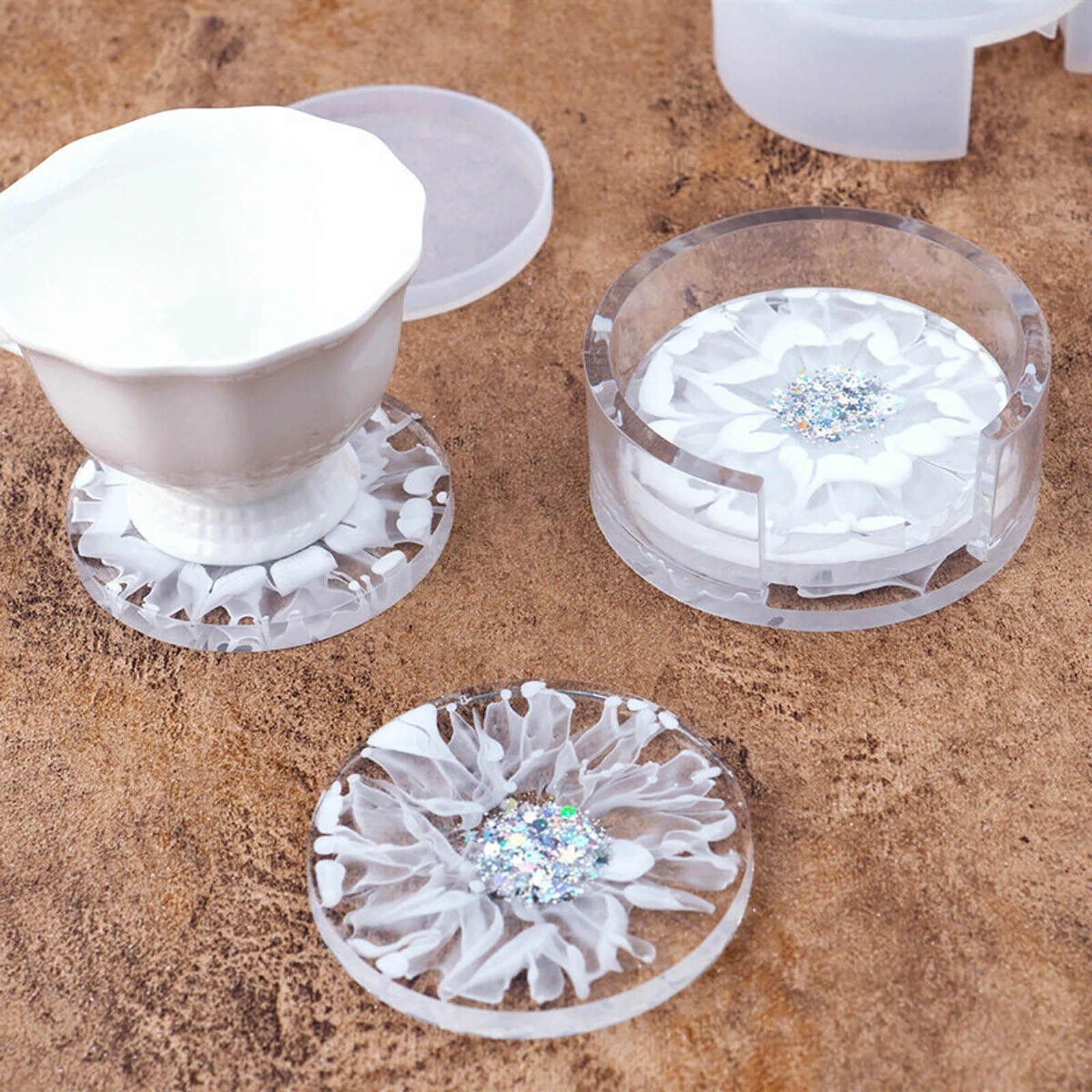 Resin for Craft Silicone Hot Pad Mat Silicone Covers for Food Storage Flower Painting Table Mat Flower Molds Silicone Large Smooth on Silicone Rubber Resin Set Clear Silicone Mat Resin 3d Animal Resin