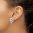 thumbnail image 3 of Sterling Silver Rhod-Plated Cz Circle With Cheetah Post Omega Back Earrings (20.06 X 15.89) Made In China qe16504, 3 of 5