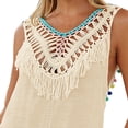 thumbnail image 4 of Wyobmus Robe de Plage à Franges pour Femmes Été Crochet Dentelle Robe de Plage Découpée Sans Manches Fluide Robe de Bikini de Resort Kaki*, 4 of 8