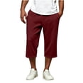 thumbnail image 2 of HAOTAGS Men’s Casual Loose Fit Capris Sweatpants Drawstring Waist Summer 3/4 Length Trousers with Side Pockets Wine Size L, 2 of 10