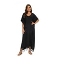 thumbnail image 4 of Beautybatik Black Women Solid Caftan Kaftan Loungewear Maxi Plus Size Long Loose Dress 4X, 4 of 6
