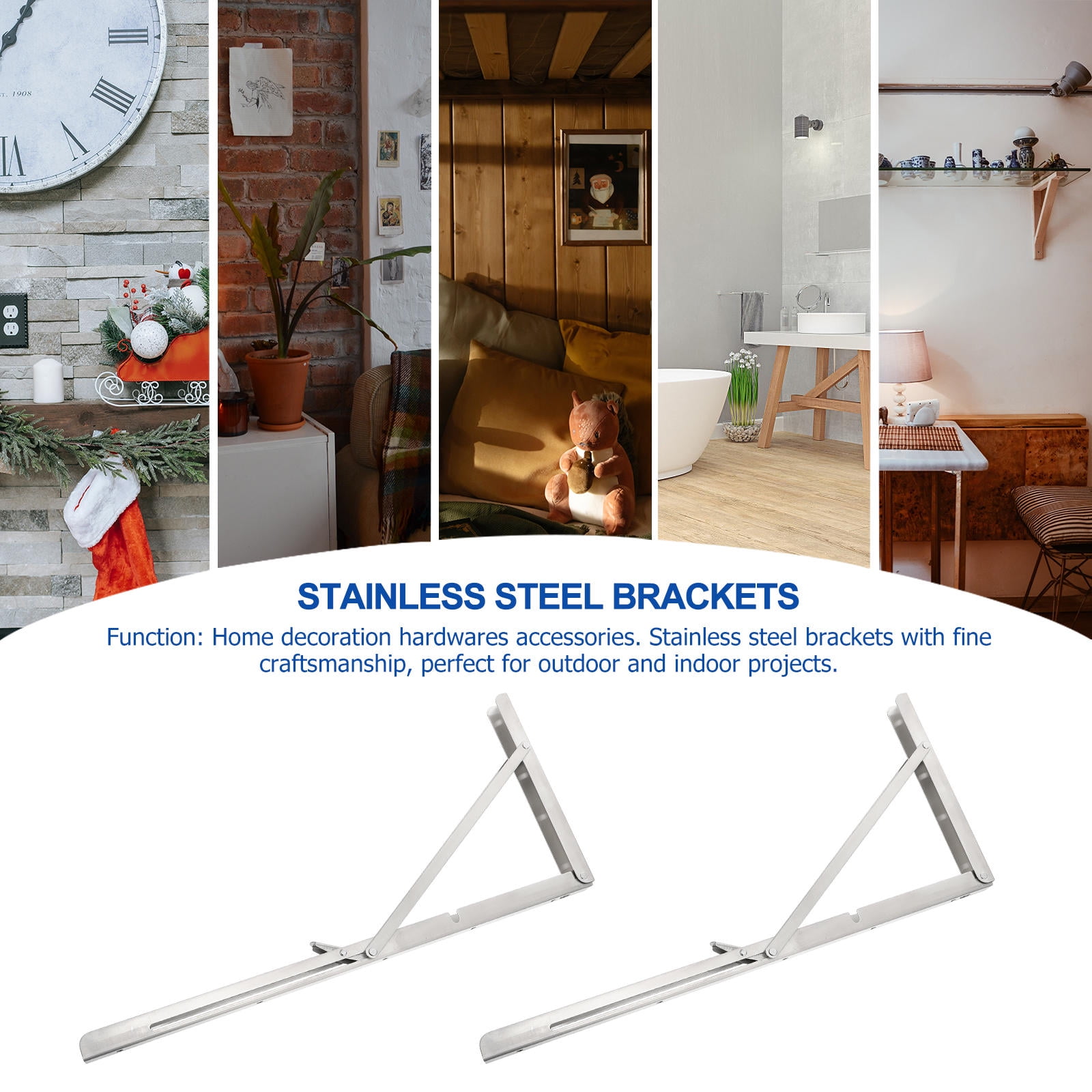LABSERRON 2Pcs Folding Brackets for Shelves for Desk Board Simple Design Stainless Steel Support Racks