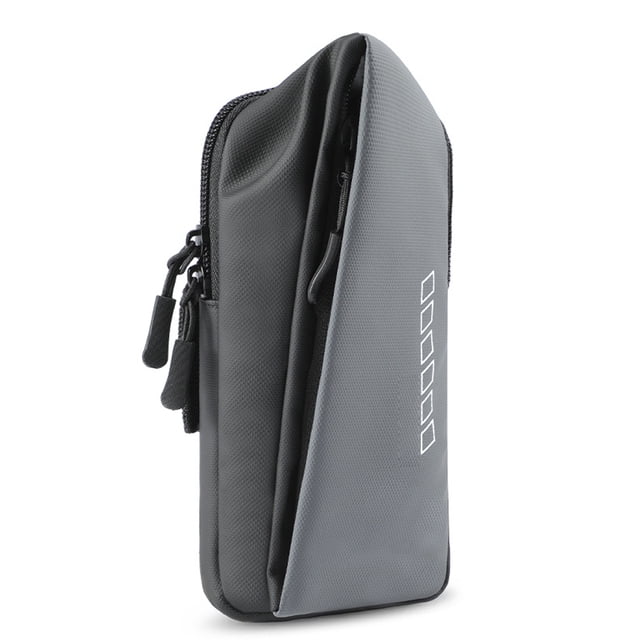 Bolsa para teléfono móvil Hukapapa Oxford para ciclismo al aire libre con funda para brazo para teléfono móvil deportiva impermeable, bolsa para muñeca, color gris