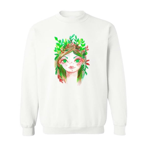 Green Nature Girl. Sweatshirt Women -Image by Shutterstock, Female Small