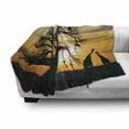 thumbnail image 3 of Wildlife Soft Flannel Fleece Blanket, Sunset in Africa Baobab Tree and Giraffes Silhouette at Sunset Sky Exotic Scenery, Cozy Plush for Indoor and Outdoor Use, 50" x 70", Multicolor, by Ambesonne, 3 of 6