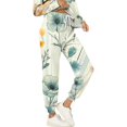 thumbnail image 5 of Wutalume Women's 2-Piece Printed Sweatsuit Set, Round Neck Long Sleeve Shirt and Floral Print Joggers with Pockets, Vintage Style Outfit,Mint Green L, 5 of 5