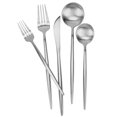 thumbnail image 2 of Matte Black Silverware Set 5 Pieces, Stainless Steel Flatware Set, Kitchen Utensil Set, Tableware Cutlery Set, Satin Finished Polished & Dishwasher Safe( Sliver, 2 of 6