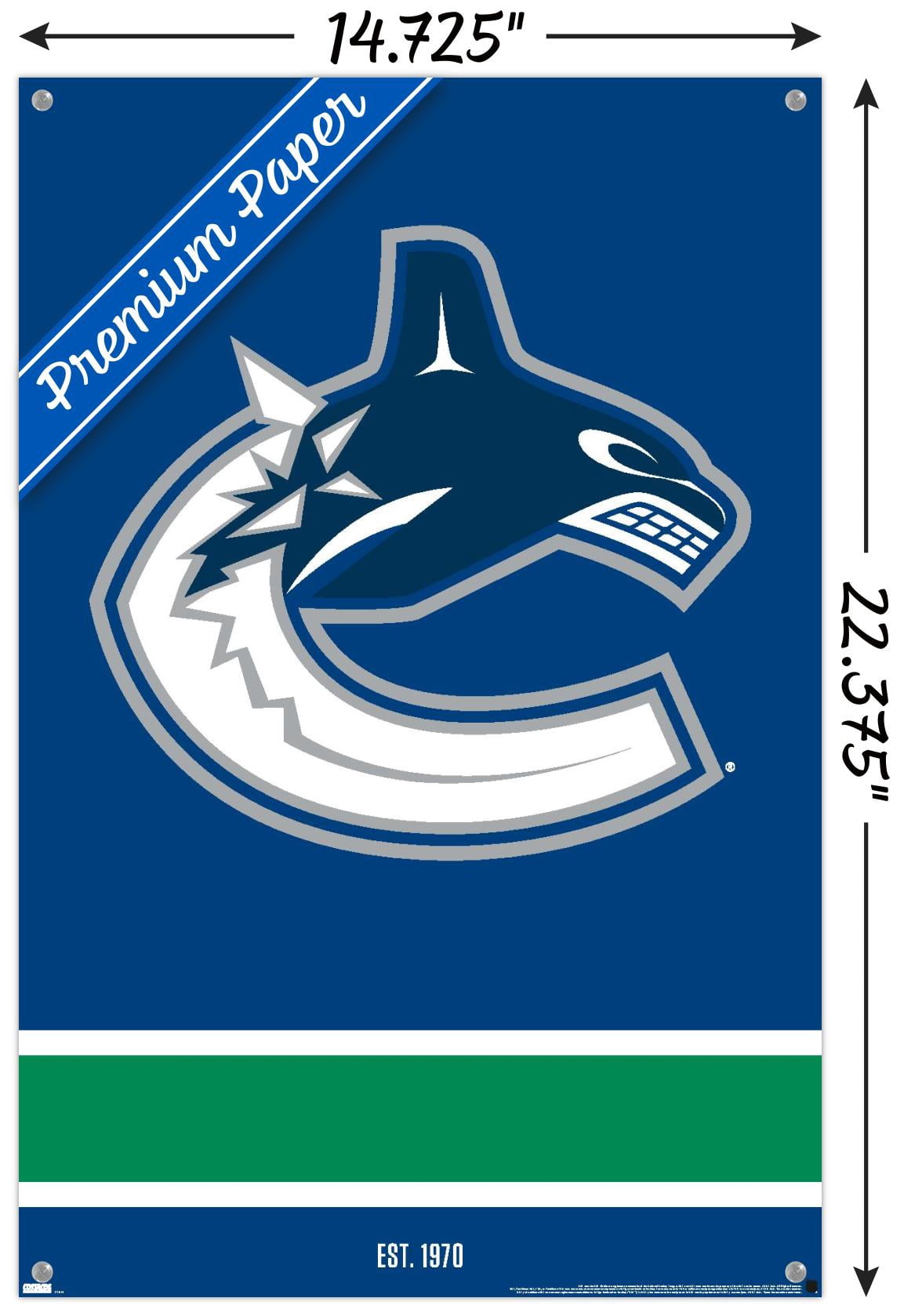 NHL Vancouver Canucks - Logo 21 Wall Poster with Pushpins, 14.725" x 22.375"