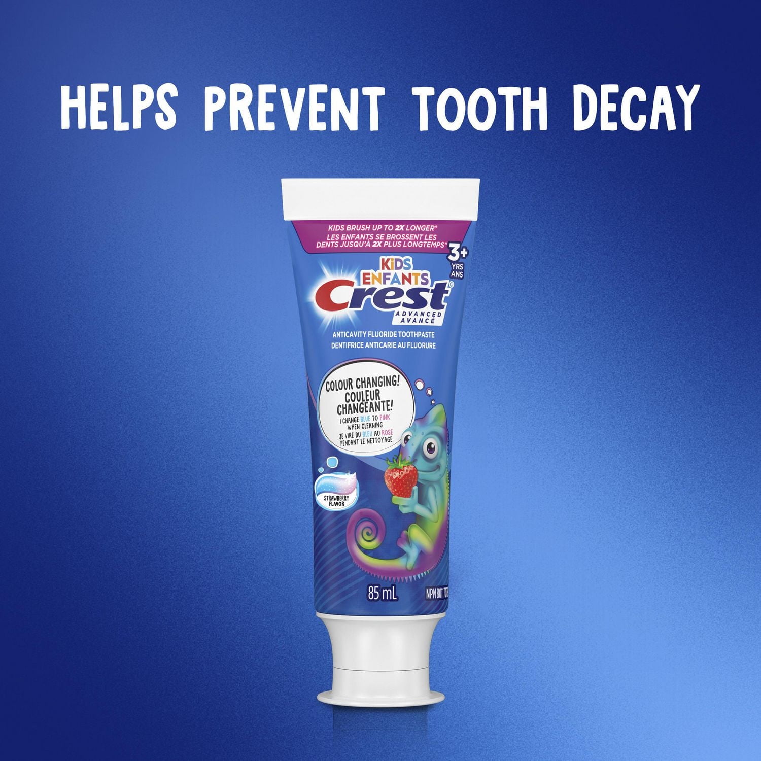 Dentifrice au fluorure Crest avancé pour enfants, saveur de fraise, 85mL 85ML