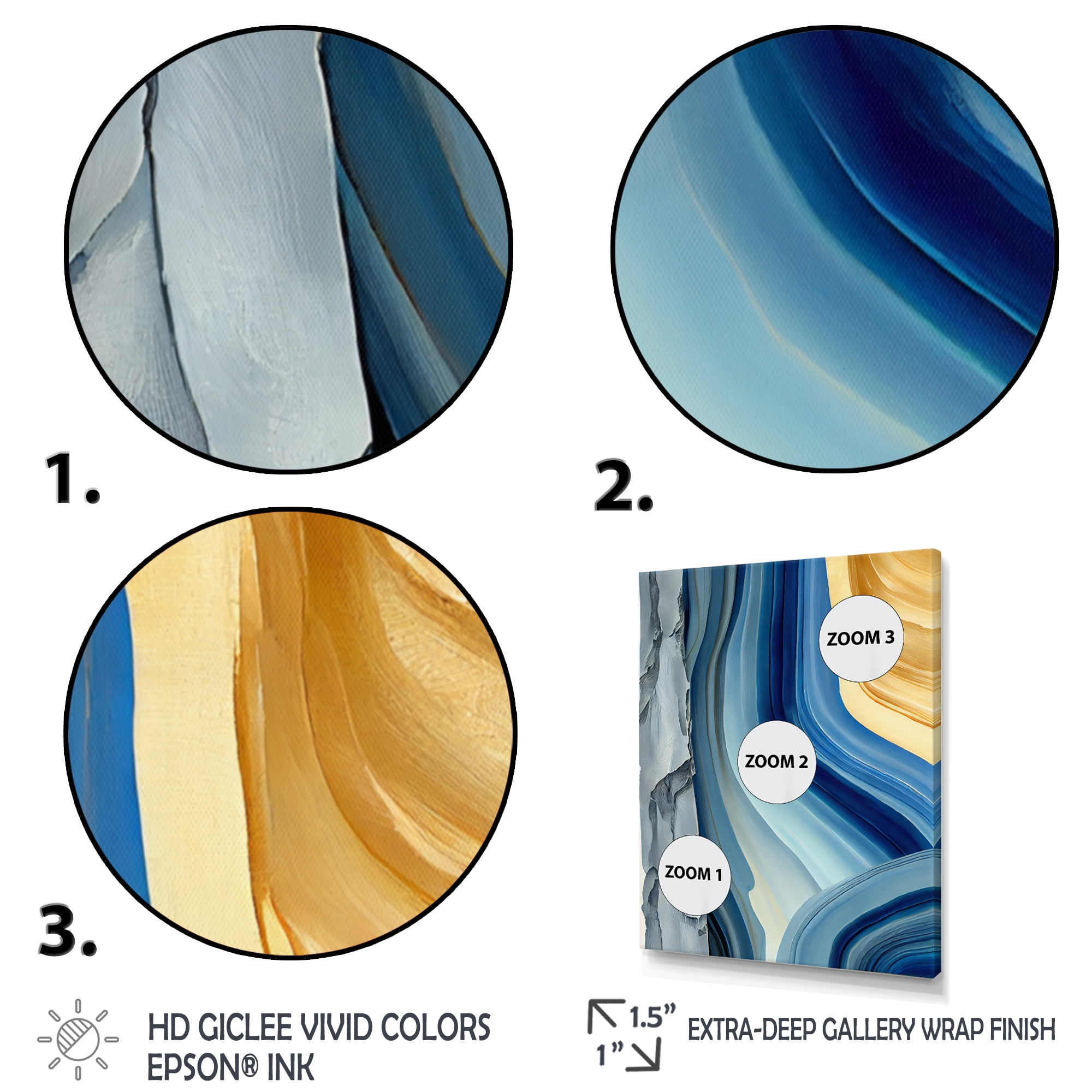 Designart Bold Blue Brush Strokes III Canvas Wall Art