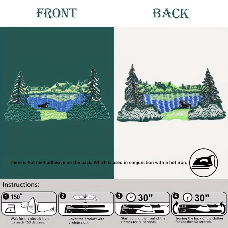 Lake View Wild Ducks and Forest Embroidery Patches for Clothing Decoration - Perfect for Hats, Jackets, Jeans, Pants, and Shoes