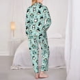 thumbnail image 3 of Pajama Sets for Women 2 Pcs, Winter Skiing Penguin Button Down Long Sleeve Sleepwear Lounge PJ Sets, 3 of 6