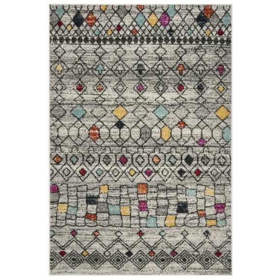 SAFAVIEH Adirondack Eleanora Geometric Area Rug, Light Grey/Multi, 5'1" x 7'6"