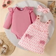 thumbnail image 5 of XAOFW Girl's Outfit Sets Cute Cartoon Print Corduroy Pinafore Dress Long Sleeve Bodysuit Bandana Three Piece Outfits Casual Daily Wear Stylish Comfortable Clothes Sets, 5 of 7