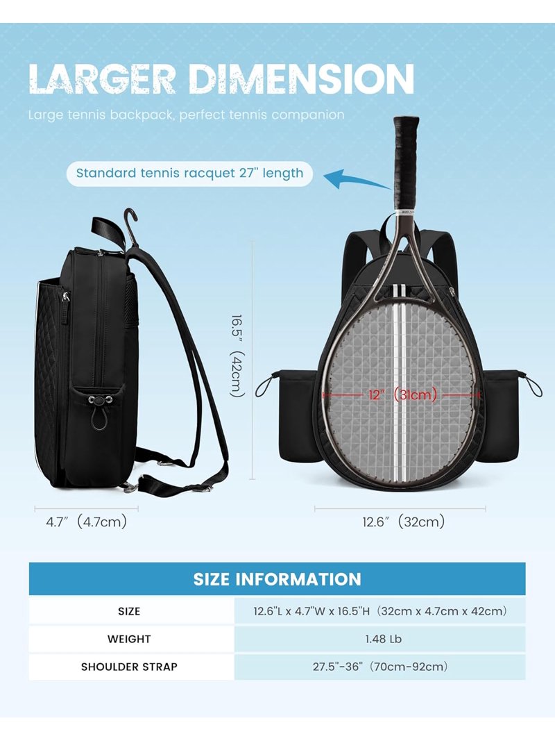 Sucipi Tennis Bag, Quilted Tennis Sling Crossbody Backpack  display picture 3