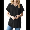 thumbnail image 3 of Blusa Informal de Verano para Mujer, de Corta, con Cuello en V, de Punto, Holgada, , Elegante. Negro XL, 3 of 8