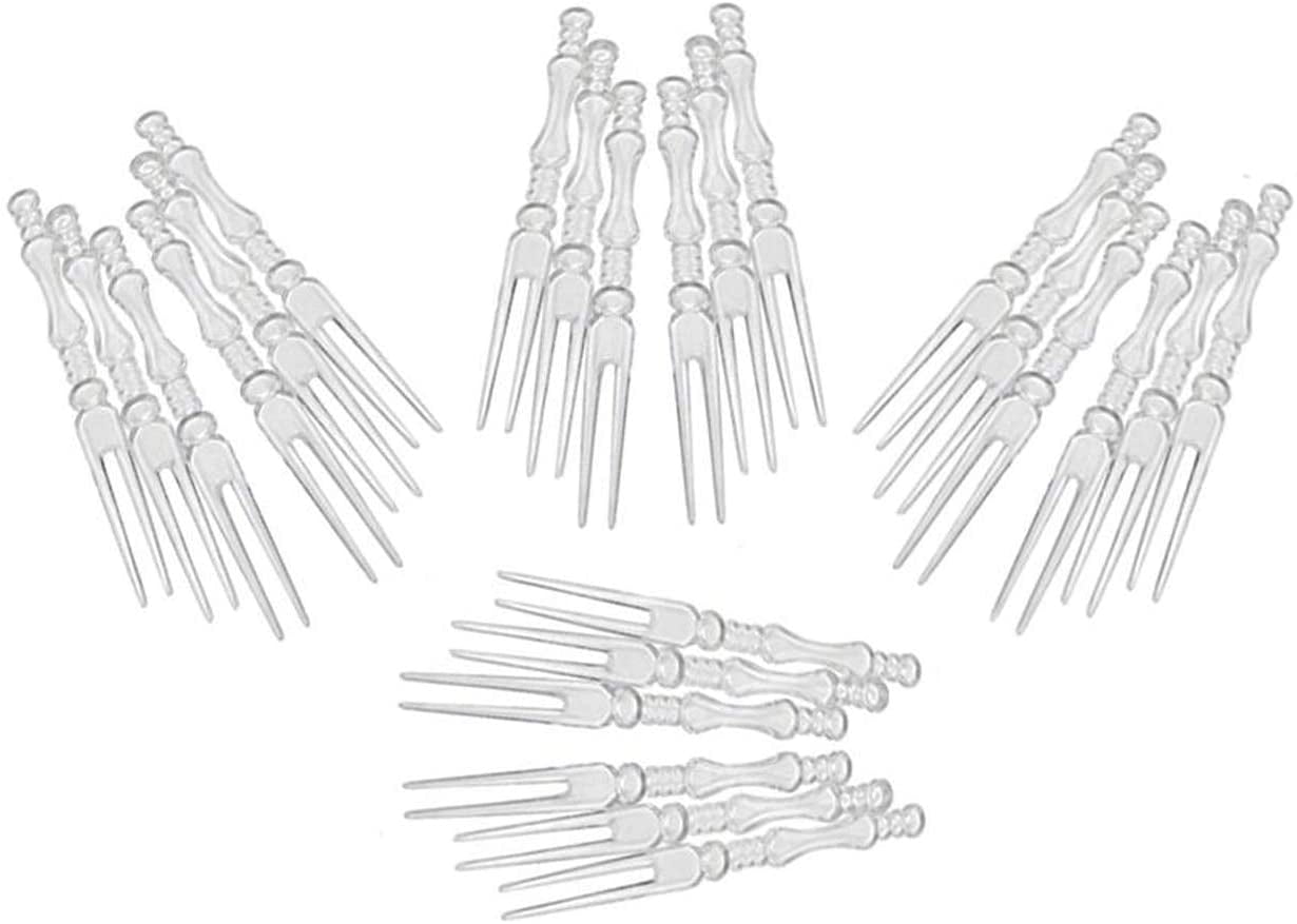 Clear 400PCS 4Inch Long Plastic Disposable Pastry Cocktail Picks Fruit Dessert Stick Forks for Party Banquet Wedding and Daily Supply