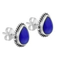 thumbnail image 4 of Vintage Framed Teardrop Lapis-lazuli Sterling Silver Post Earrings, 4 of 4