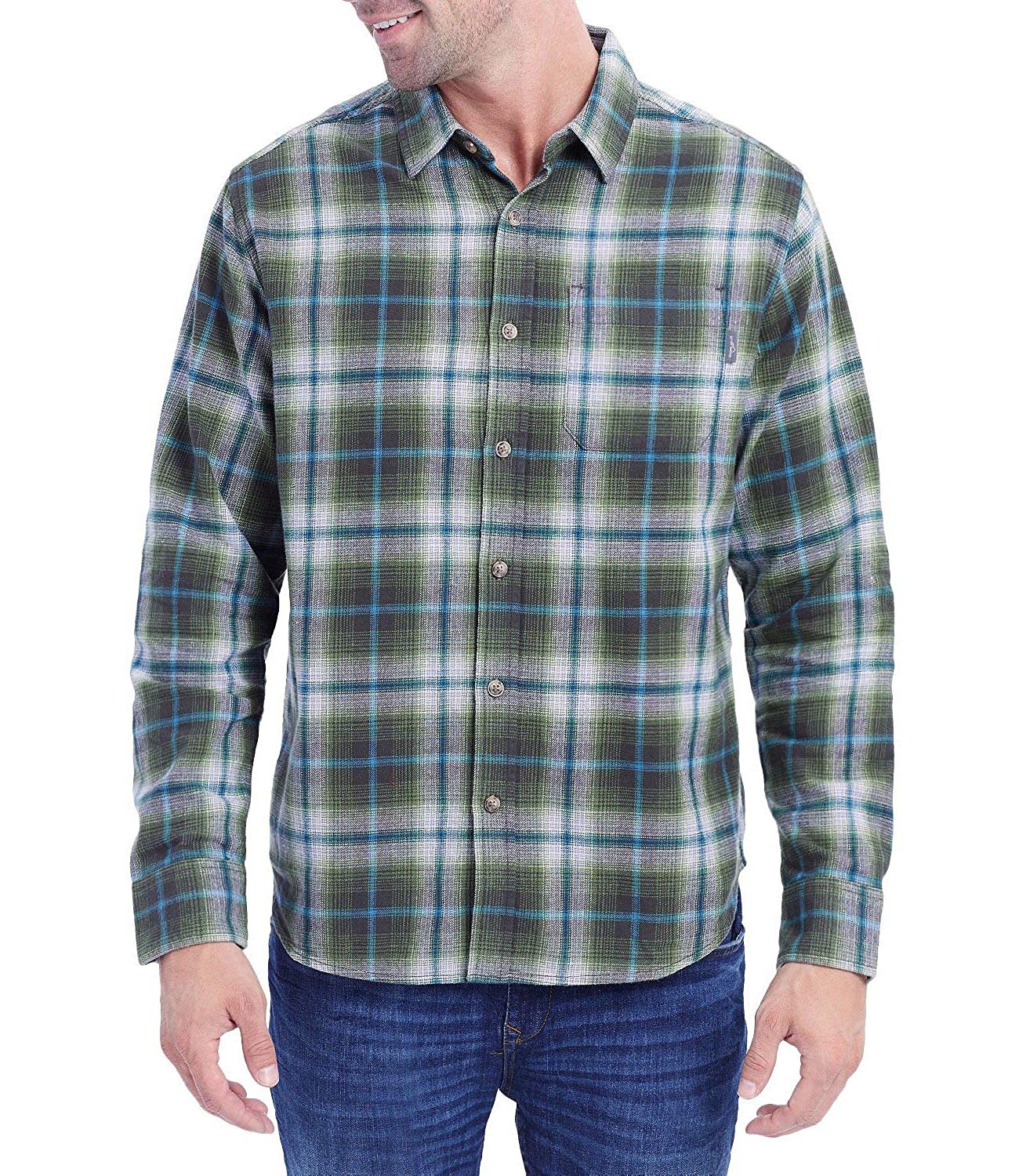 Eddie Bauer Mens Size X-Large Long Sleeve Bristol Flannel Shirt, Green Mountain - Walmart.com