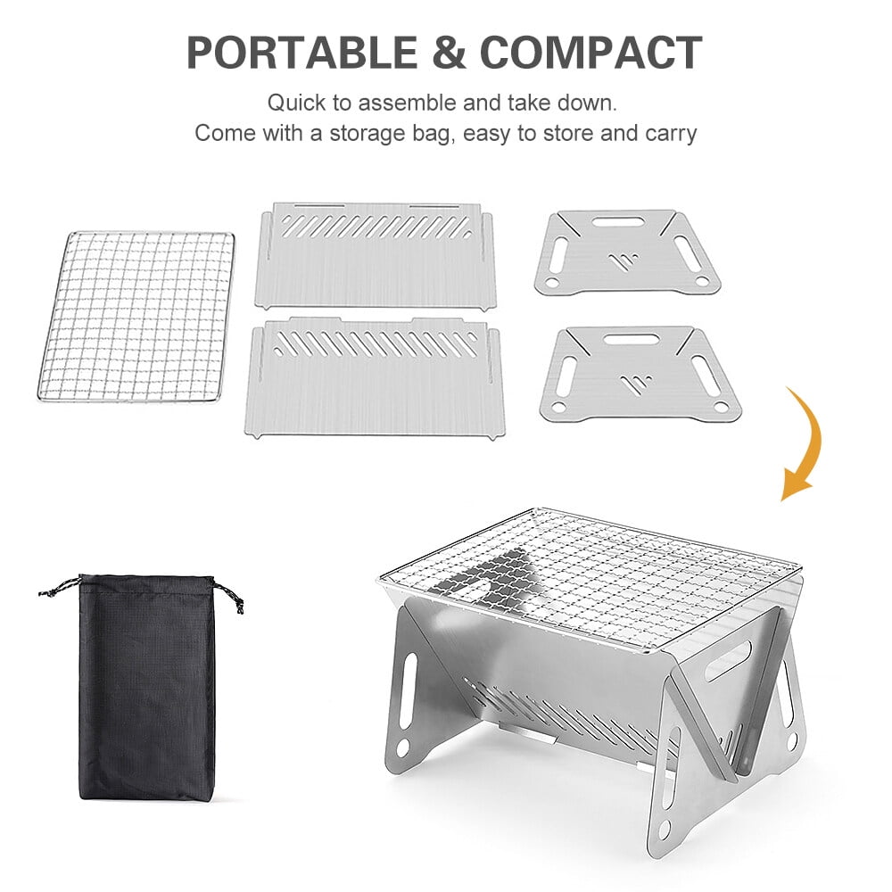 Chak’s Choice Outdoor Portable Folding Wood Burning Camping Stove,Stainless Steel Travel Backpacking Cooking Stove,Assemblable Removable Grill Stove for Camping 8.3"x5.9"x5.1"