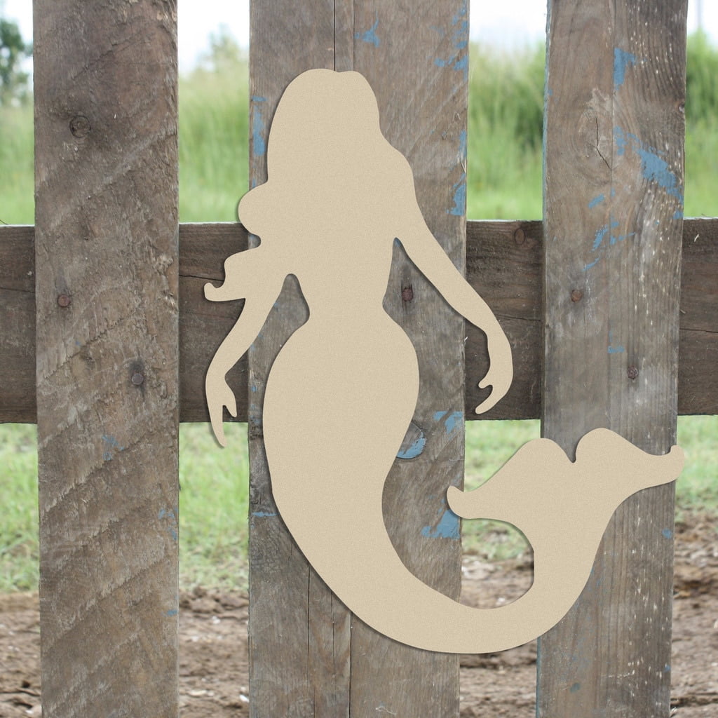18" Wooden Mermaid Shape, Unfinished Wood Craft, BuildACross